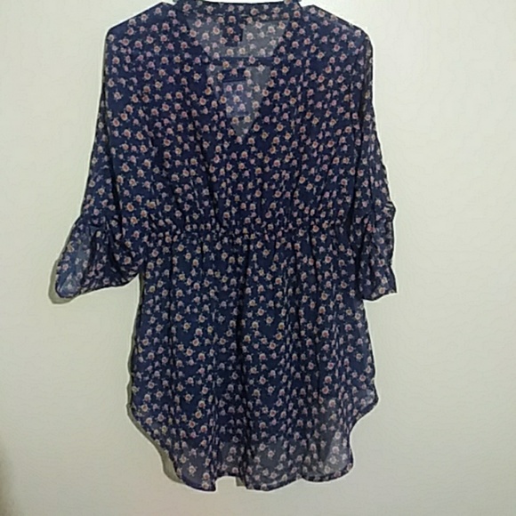 Rue21 blue flowers chiffon blouse - Picture 2 of 3